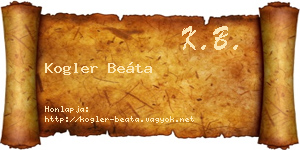 Kogler Beáta névjegykártya