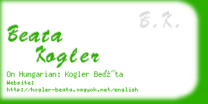 beata kogler business card